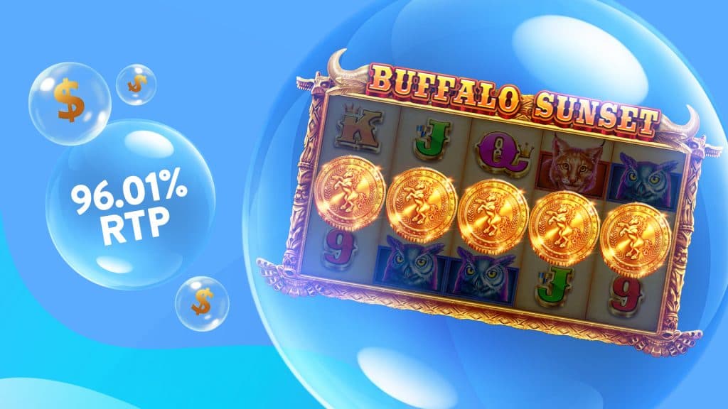 Buffalo Sunset slot reels with 96.01% RTP highlighted