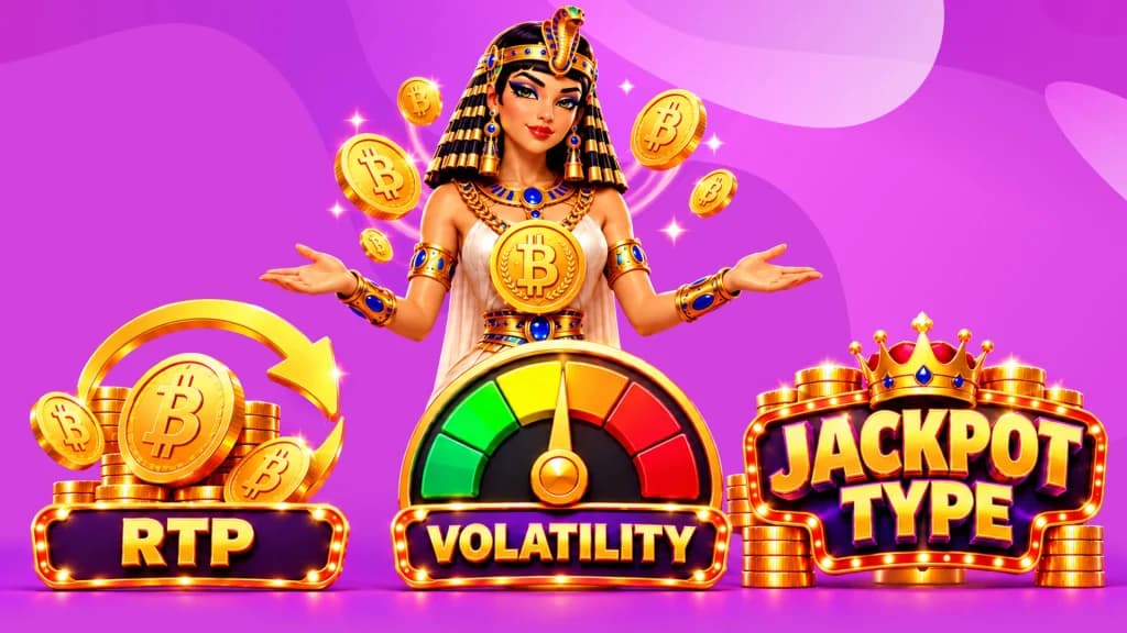 The Pharaoh Cleopatra presents the three factors that matter most when choosing a crypto slot: RTP, volatility, and jackpot type.